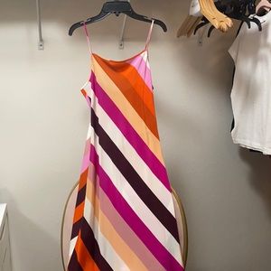 DVF Lea Carson stripe foxglove silk midi dress